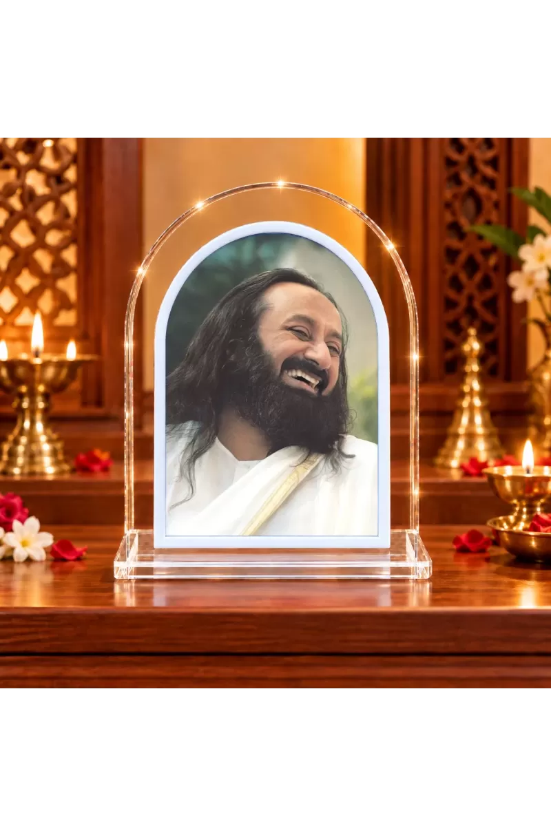 Sri Sri Ravi Shankar L Shape Acrylic Showpiece 3 X 3.5 Inch For Home, Office And Car (F176693)