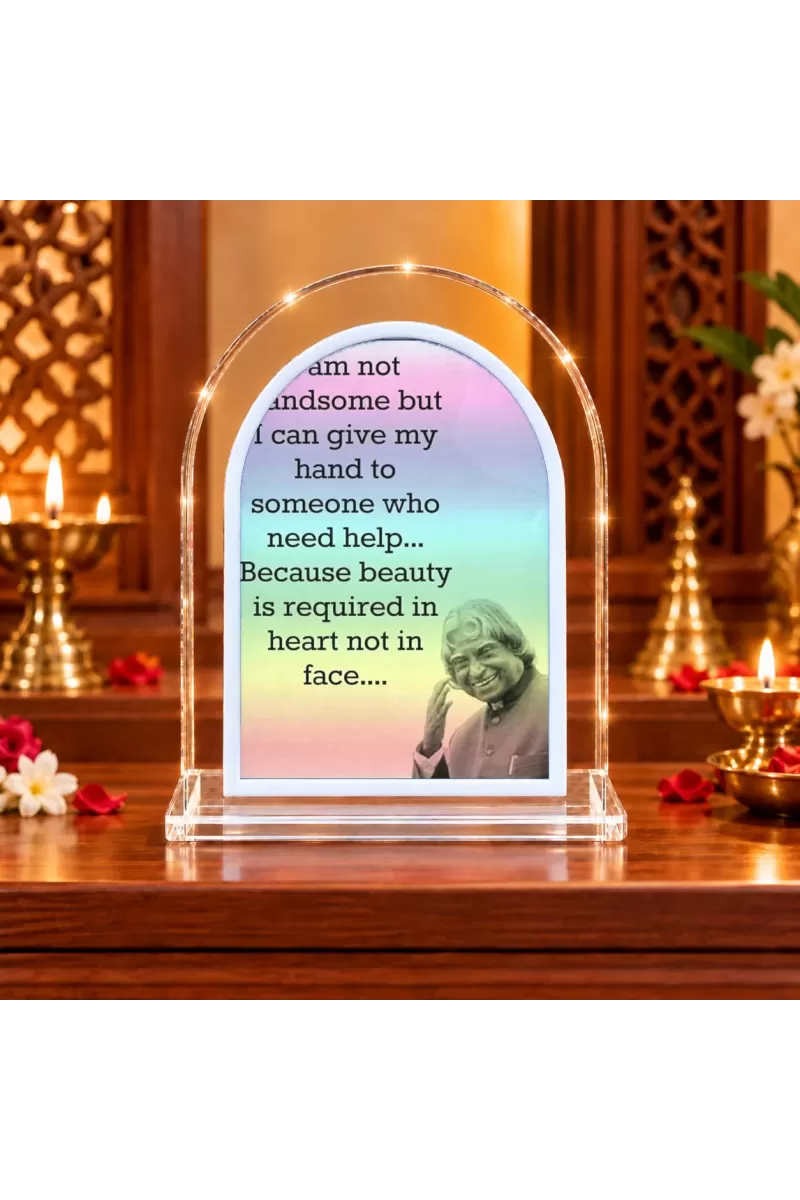 A P J Abdul Kalam L Shape Acrylic Showpiece 3 X 3.5 Inch For Home, Office And Car (F176694)