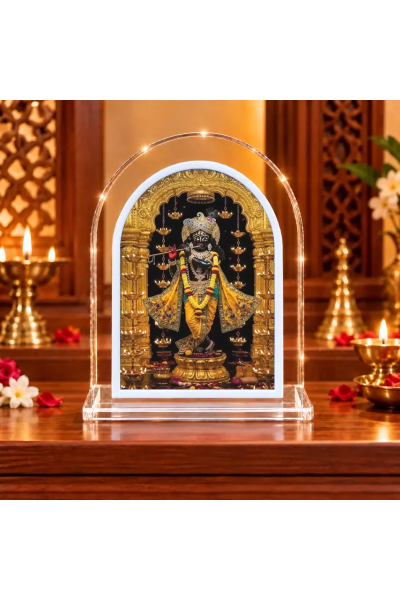 Lord Krishna L Shape Acrylic Showpiece 3 X 3.5 Inch For Home, Office And Car (F176695)