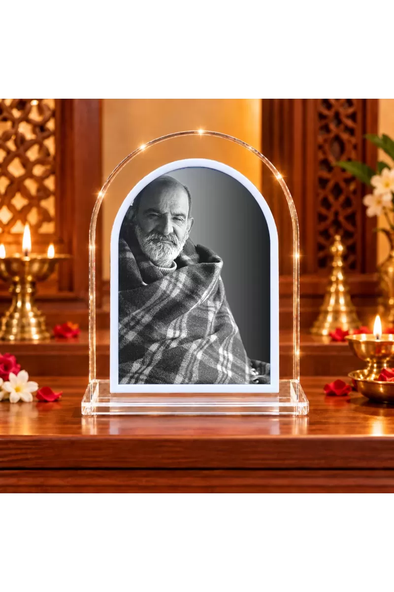 Neem Karoli Baba L Shape Acrylic Showpiece 3 X 3.5 Inch For Home, Office And Car (F176696)