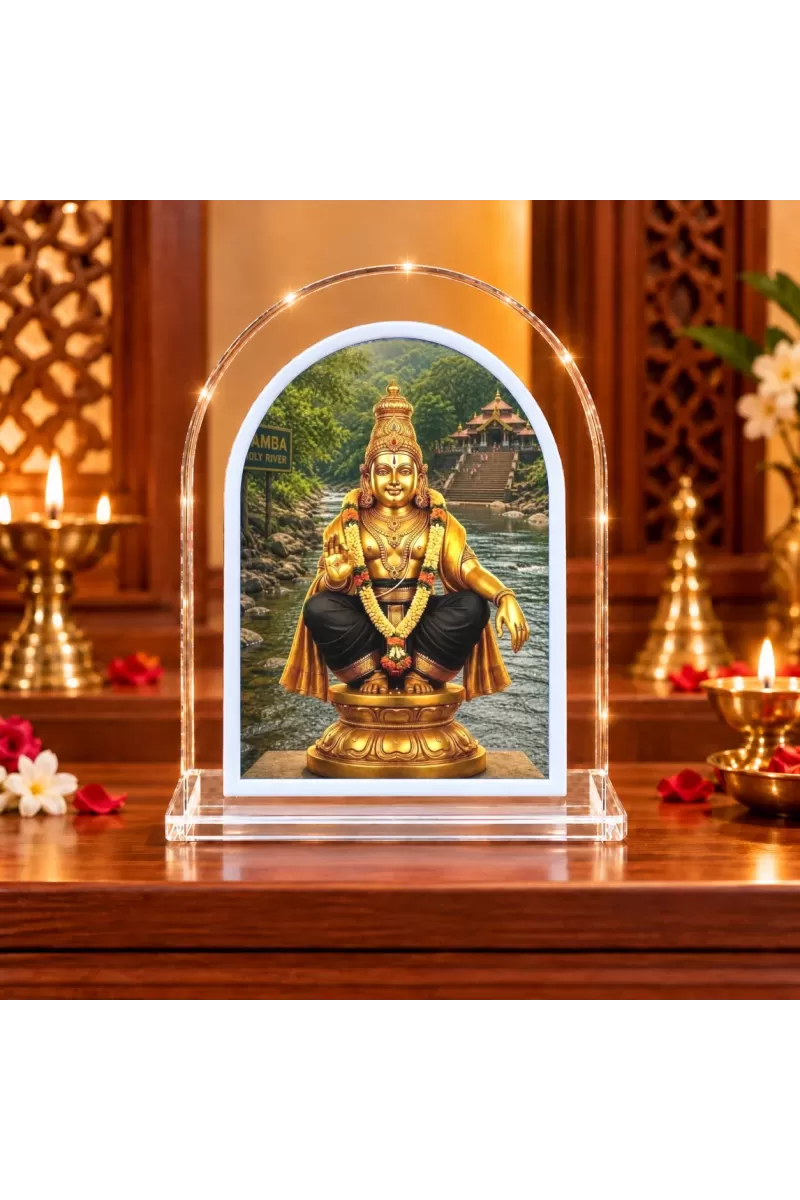 Lord Ayyappa L Shape Acrylic Showpiece 3 X 3.5 Inch For Home, Office And Car (F176698)