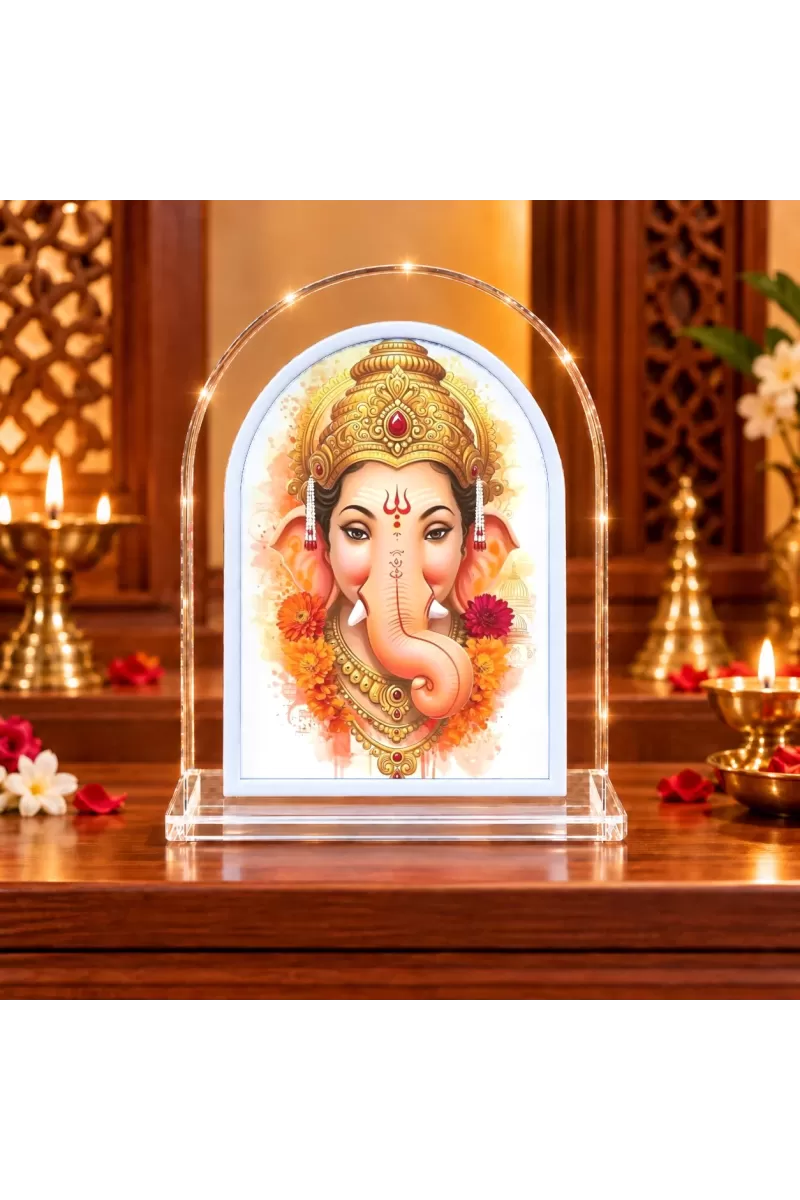 Lord Ganesha L Shape Acrylic Showpiece 3 X 3.5 Inch For Home, Office And Car (F176699)