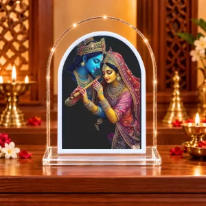 Radha Krishna L Shape Acrylic Showpiece 3 X 3.5 Inch For Home, Office And Car (F176701)