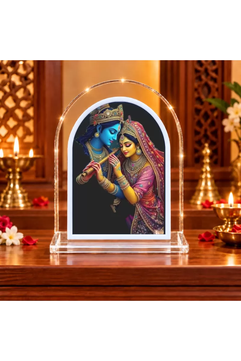 Radha Krishna L Shape Acrylic Showpiece 3 X 3.5 Inch For Home, Office And Car (F176701)