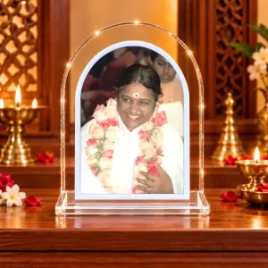 Mata Amritanandamayi L Shape Acrylic Showpiece 3 X 3.5 Inch For Home, Office And Car (F176703) Mata Amritanandamayi L Shape Acrylic Showpiece 3 X 3.5 Inch For Home, Office And Car (F176703)