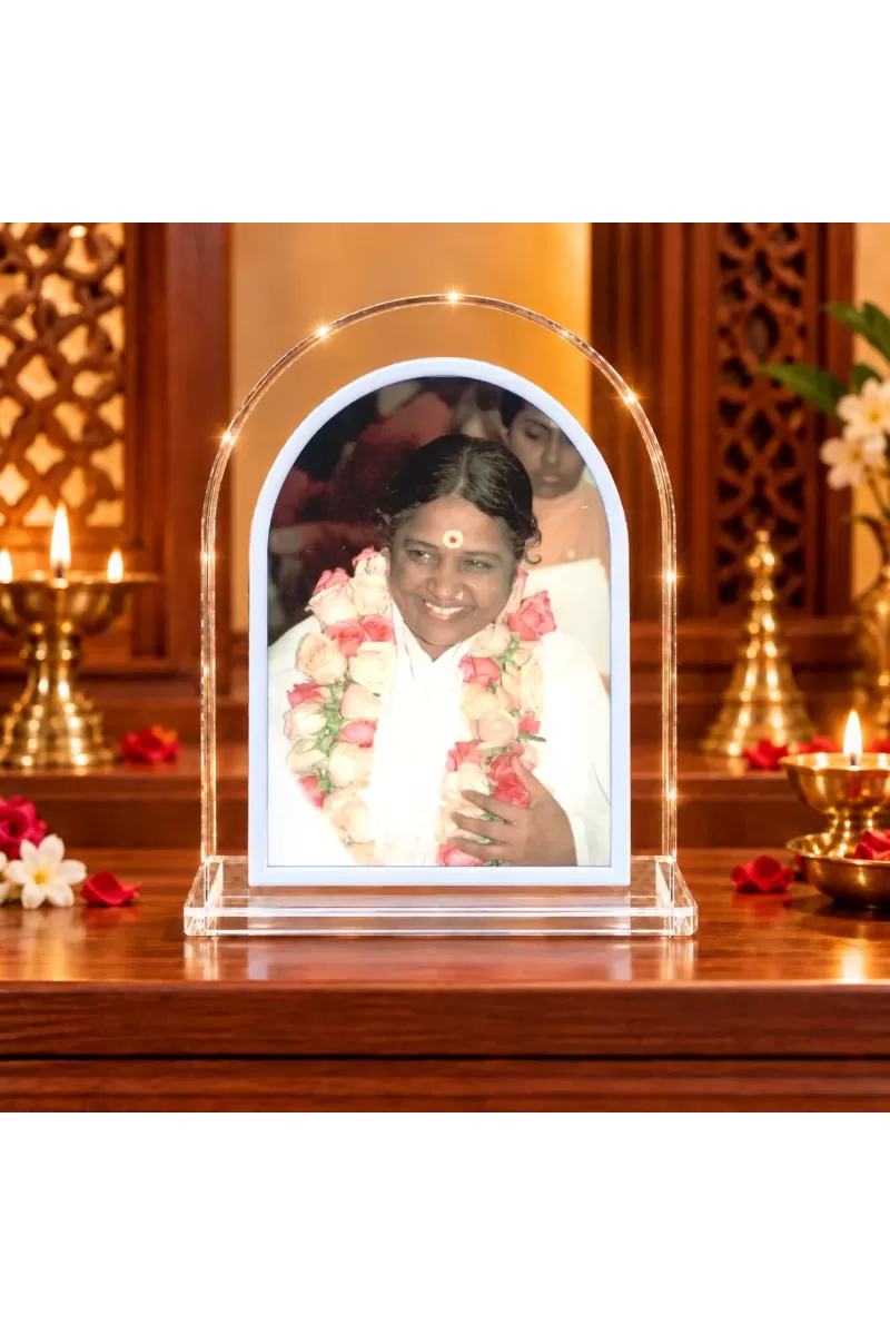 Mata Amritanandamayi L Shape Acrylic Showpiece 3 X 3.5 Inch For Home, Office And Car (F176703)