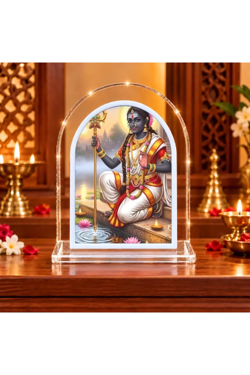 Maa Durga L Shape Acrylic Showpiece 3 X 3.5 Inch For Home, Office And Car (F176704)