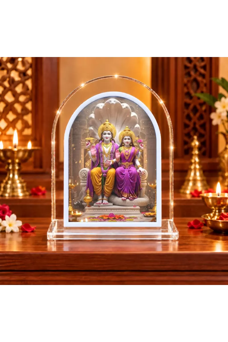 Lakshmi Narayan L Shape Acrylic Showpiece 3 X 3.5 Inch For Home, Office And Car (F176705)
