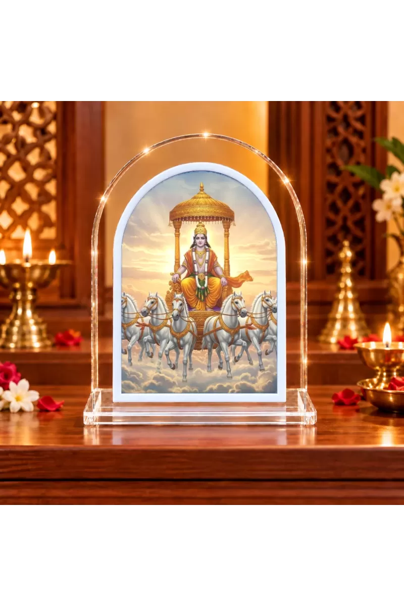 Surya Dev L Shape Acrylic Showpiece 3 X 3.5 Inch For Home, Office And Car (F176707)