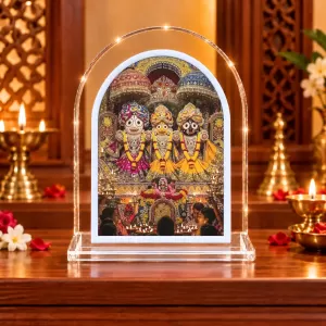 Jagannath Balaram And Subhadra L Shape Acrylic Showpiece 3 X 3.5 Inch For Home, Office And Car (F176709) Jagannath Balaram And Subhadra L Shape Acrylic Showpiece 3 X 3.5 Inch For Home, Office And Car (F176709)