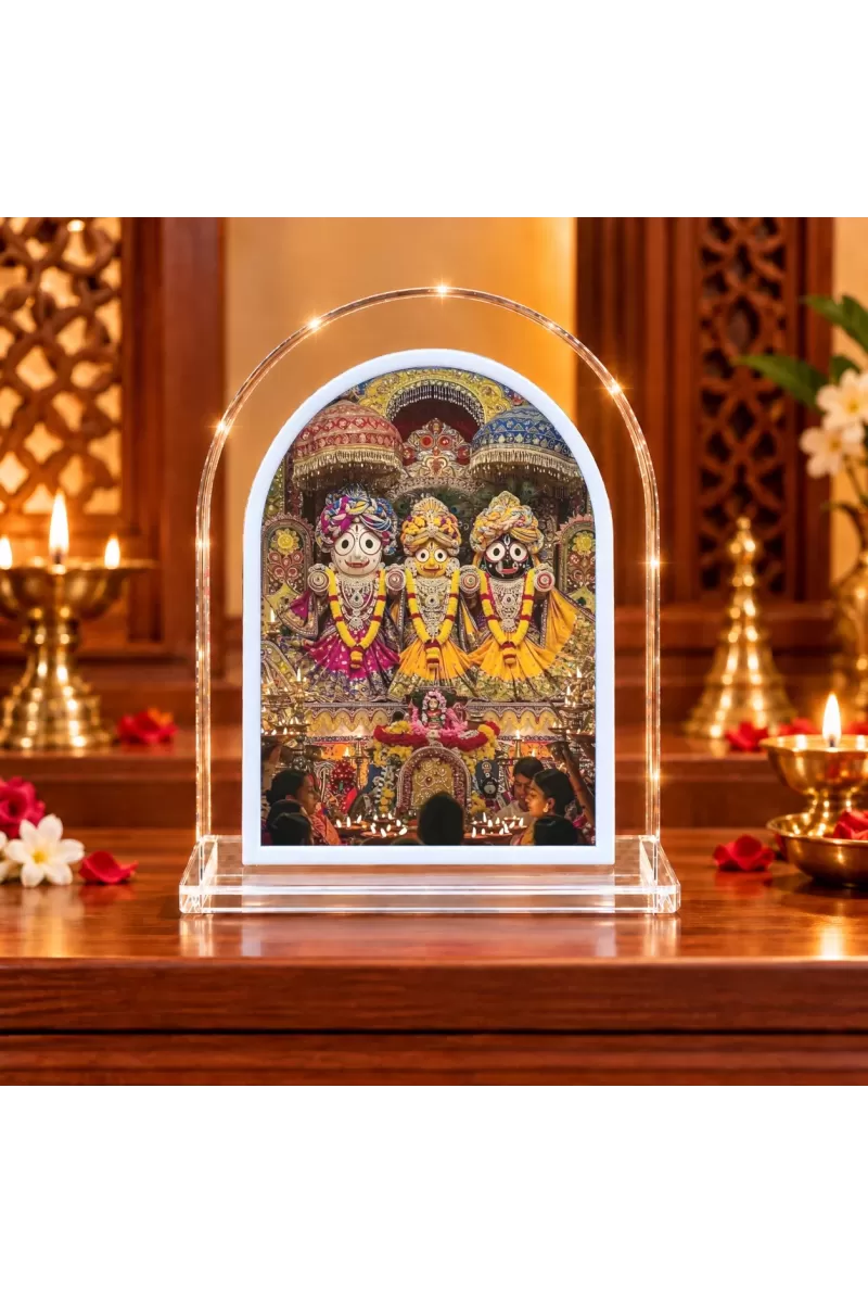 Jagannath Balaram And Subhadra L Shape Acrylic Showpiece 3 X 3.5 Inch For Home, Office And Car (F176709)