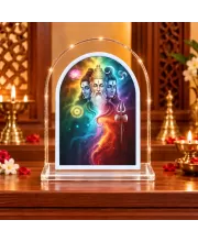 Lord Brammha Vishnu Maheswar L Shape Acrylic Showpiece 3 X 3.5 Inch For Home, Office And Car (F176711)