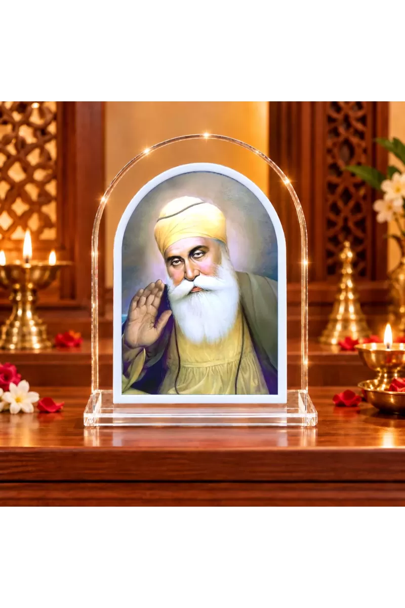Guru Nanak Dev Ji L Shape Acrylic Showpiece 3 X 3.5 Inch For Home, Office And Car (F176713)