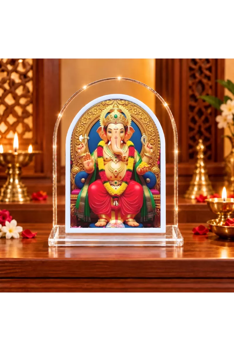 Lord Ganesha L Shape Acrylic Showpiece 3 X 3.5 Inch For Home, Office And Car (F176715)
