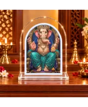 Lord Ganesha L Shape Acrylic Showpiece 3 X 3.5 Inch For Home, Office And Car (F176716)