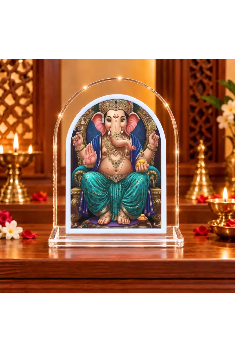 Lord Ganesha L Shape Acrylic Showpiece 3 X 3.5 Inch For Home, Office And Car (F176716)