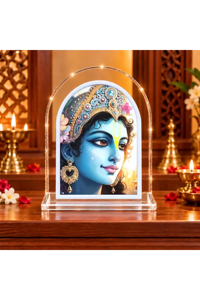 Lord Krishna L Shape Acrylic Showpiece 3 X 3.5 Inch For Home, Office And Car (F176719)