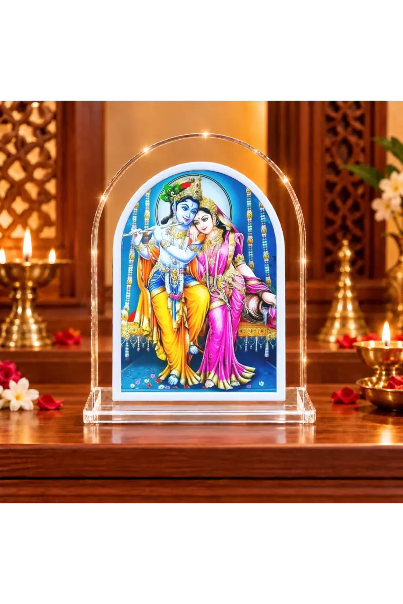 Radha Krishna L Shape Acrylic Showpiece 3 X 3.5 Inch For Home, Office And Car (F176723)