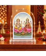 Lakshmi Ganesha L Shape Acrylic Showpiece 3 X 3.5 Inch For Home, Office And Car (F176724)