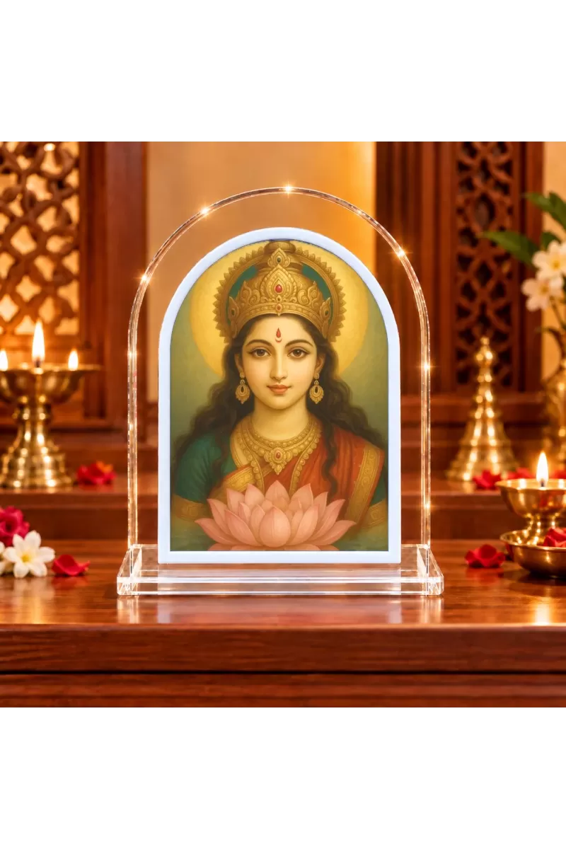 Maa Durga L Shape Acrylic Showpiece 3 X 3.5 Inch For Home, Office And Car (F176725)