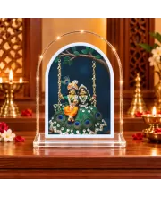 Radha Krishna L Shape Acrylic Showpiece 3 X 3.5 Inch For Home, Office And Car (F176727)