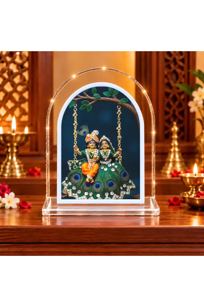 Radha Krishna L Shape Acrylic Showpiece 3 X 3.5 Inch For Home, Office And Car (F176727)