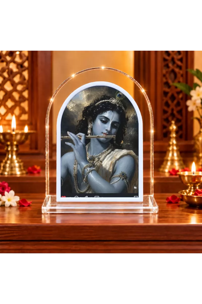 Lord Krishna L Shape Acrylic Showpiece 3 X 3.5 Inch For Home, Office And Car (F176728)