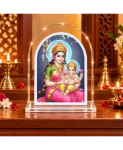 Maa Durga L Shape Acrylic Showpiece 3 X 3.5 Inch For Home, Office And Car (F176730)
