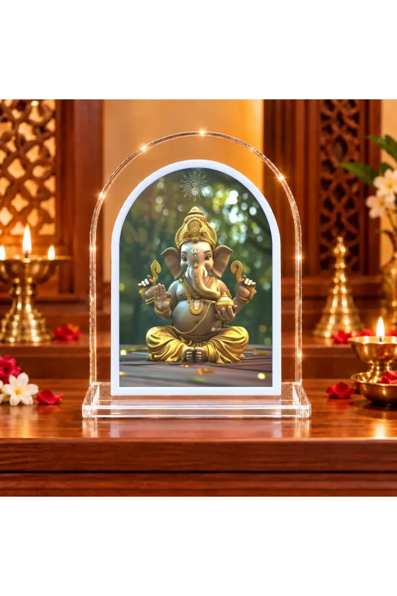 Lord Ganesha L Shape Acrylic Showpiece 3 X 3.5 Inch For Home, Office And Car (F176734)