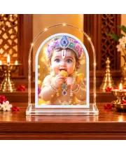 Baby Krishna L Shape Acrylic Showpiece 3 X 3.5 Inch For Home, Office And Car (F176735)