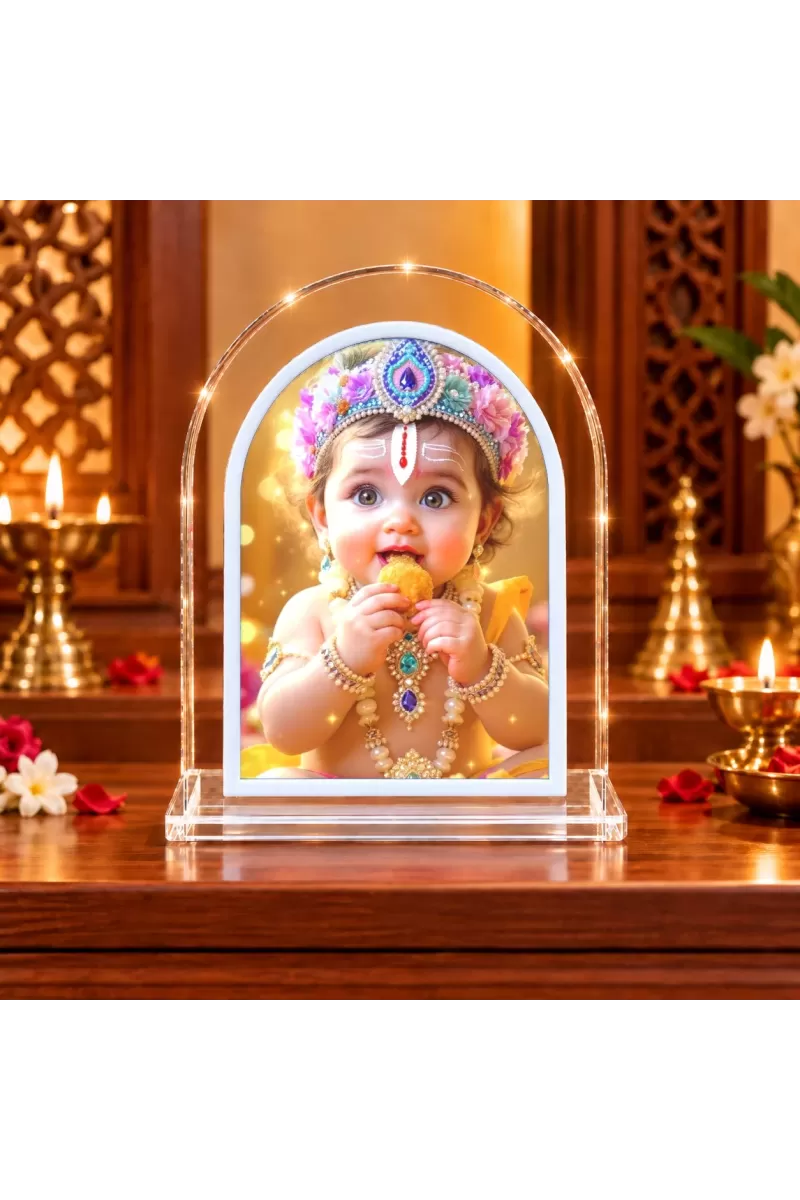 Baby Krishna L Shape Acrylic Showpiece 3 X 3.5 Inch For Home, Office And Car (F176735)