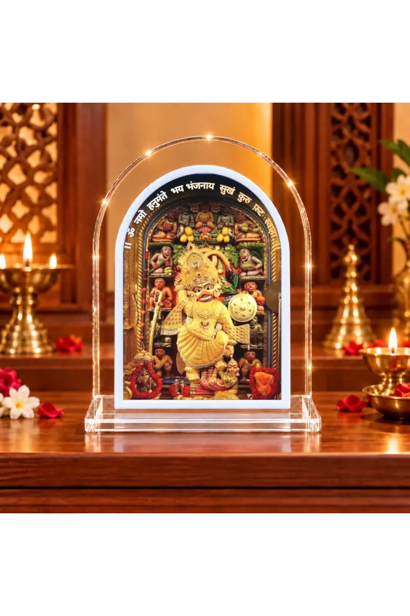 Hanuman Ji L Shape Acrylic Showpiece 3 X 3.5 Inch For Home, Office And Car (F176736)