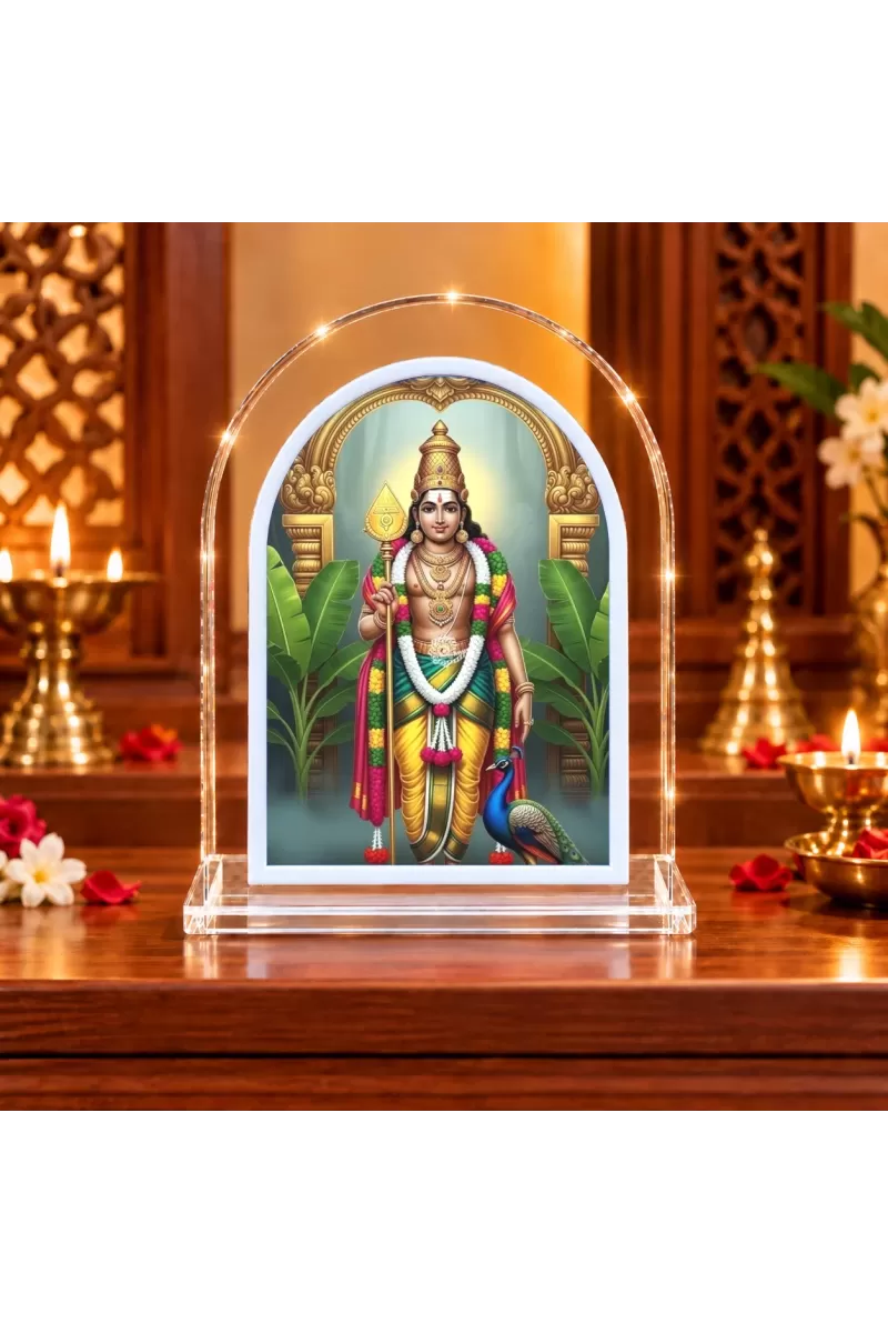 Lord Murugan L Shape Acrylic Showpiece 3 X 3.5 Inch For Home, Office And Car (F176737)