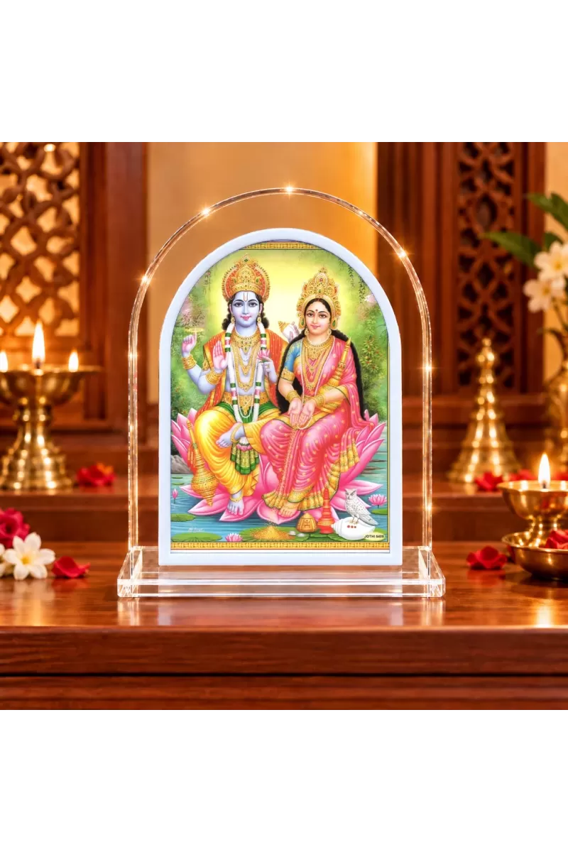 Lakshmi Narayan L Shape Acrylic Showpiece 3 X 3.5 Inch For Home, Office And Car (F176739)