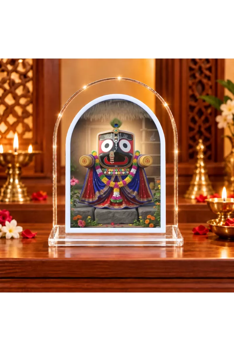 Lord Jagannath L Shape Acrylic Showpiece 3 X 3.5 Inch For Home, Office And Car (F176741)
