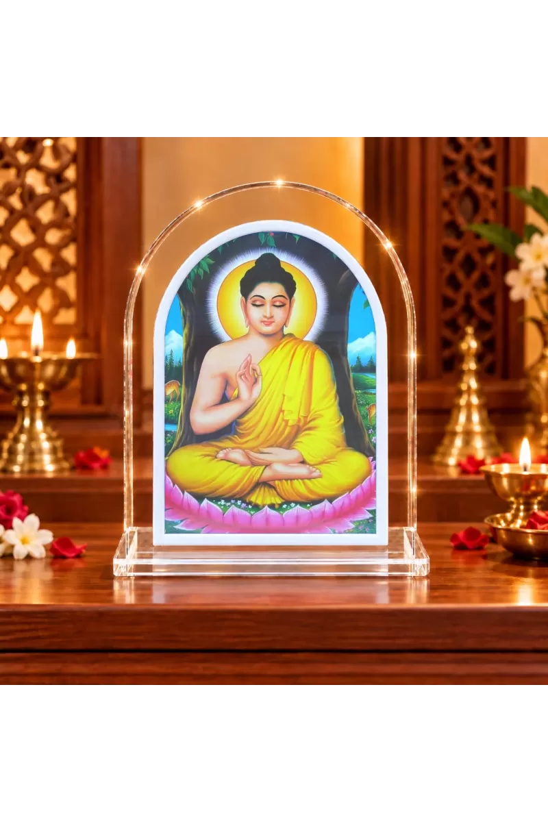 Buddha L Shape Acrylic Showpiece 3 X 3.5 Inch For Home, Office And Car (F176746)