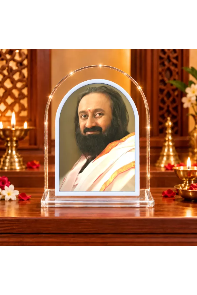Sri Sri Ravi Shankar L Shape Acrylic Showpiece 3 X 3.5 Inch For Home, Office And Car (F176748)