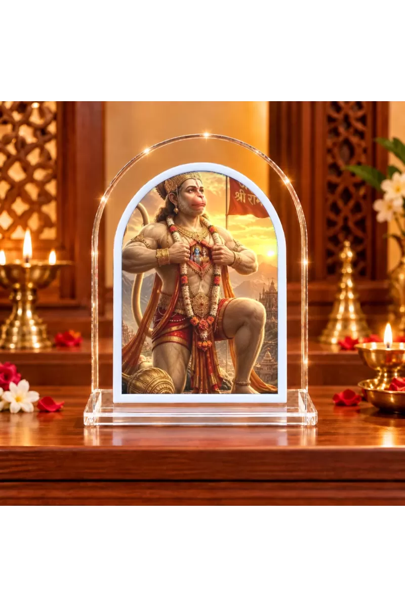 Hanuman L Shape Acrylic Showpiece 3 X 3.5 Inch For Home, Office And Car (F176749)