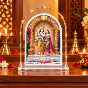 Radha Krishna L Shape Acrylic Showpiece 3 X 3.5 Inch For Home, Office And Car (F176751)