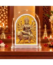 Durga Maa L Shape Acrylic Showpiece 3 X 3.5 Inch For Home, Office And Car (F176752)