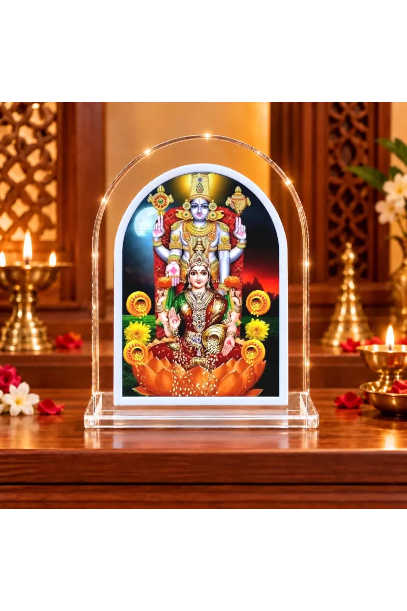 Lakshmi Narayan L Shape Acrylic Showpiece 3 X 3.5 Inch For Home, Office And Car (F176754)