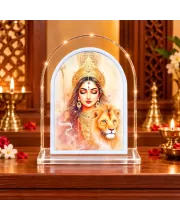Durga Maa L Shape Acrylic Showpiece 3 X 3.5 Inch For Home, Office And Car (F176755)