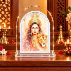 Durga Maa L Shape Acrylic Showpiece 3 X 3.5 Inch For Home, Office And Car (F176755)