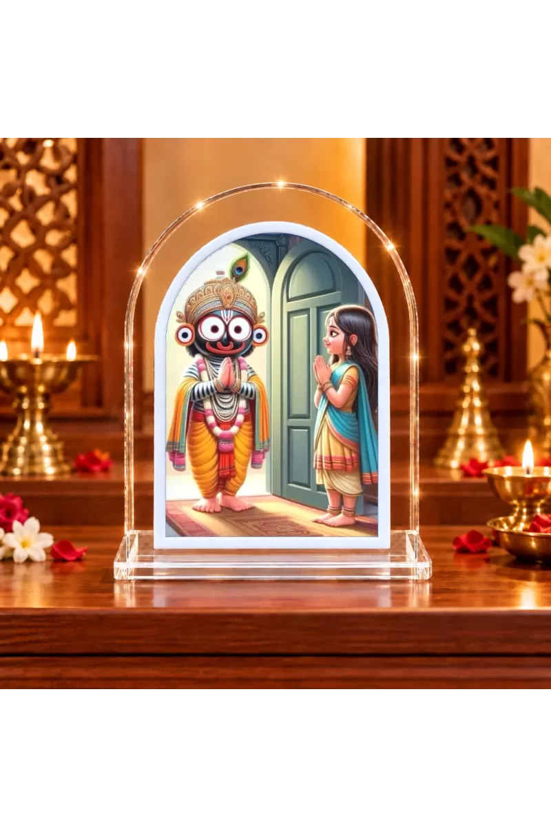 Lord Jagannath L Shape Acrylic Showpiece 3 X 3.5 Inch For Home, Office And Car (F176756)