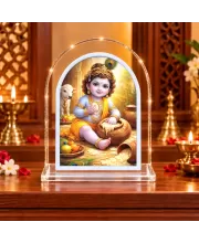 Lord Krishna L Shape Acrylic Showpiece 3 X 3.5 Inch For Home, Office And Car (F176758)