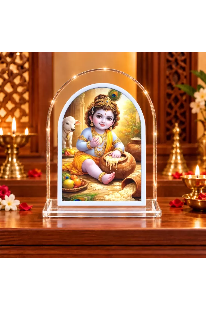 Lord Krishna L Shape Acrylic Showpiece 3 X 3.5 Inch For Home, Office And Car (F176758)