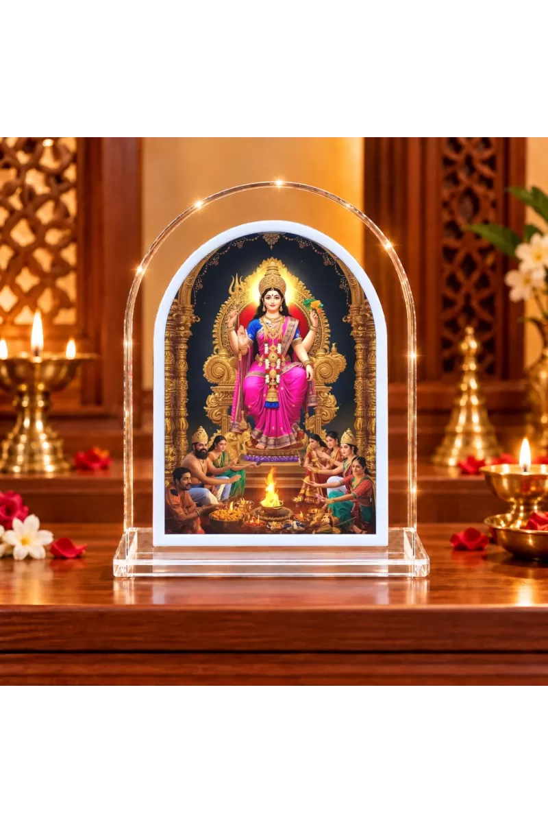 Goddess Mahalakshmi L Shape Acrylic Showpiece 3 X 3.5 Inch For Home, Office And Car (F176761)