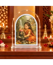 Baby Durga L Shape Acrylic Showpiece 3 X 3.5 Inch For Home, Office And Car (F176762)