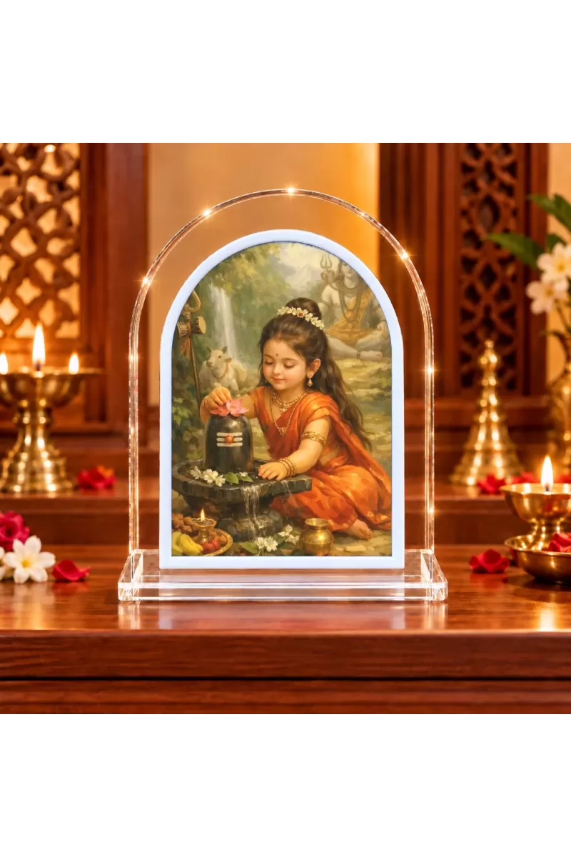 Baby Durga L Shape Acrylic Showpiece 3 X 3.5 Inch For Home, Office And Car (F176762)