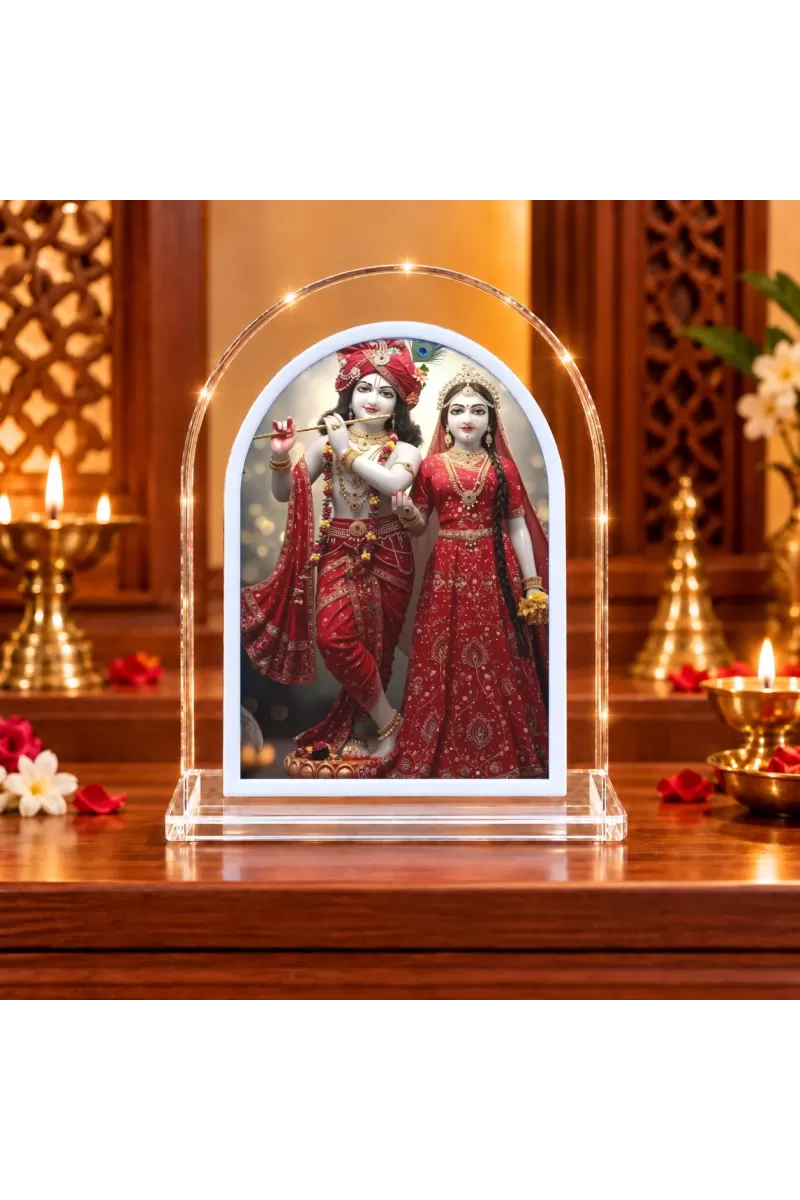 Radha Krishna L Shape Acrylic Showpiece 3 X 3.5 Inch For Home, Office And Car (F176763)